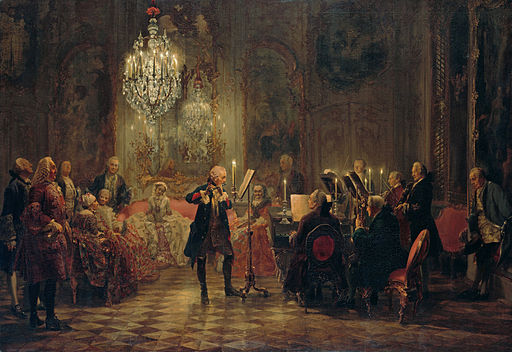 アドルフ・メンツェル サンスーシ宮殿でのフリードリヒ大王のフルートコンサート